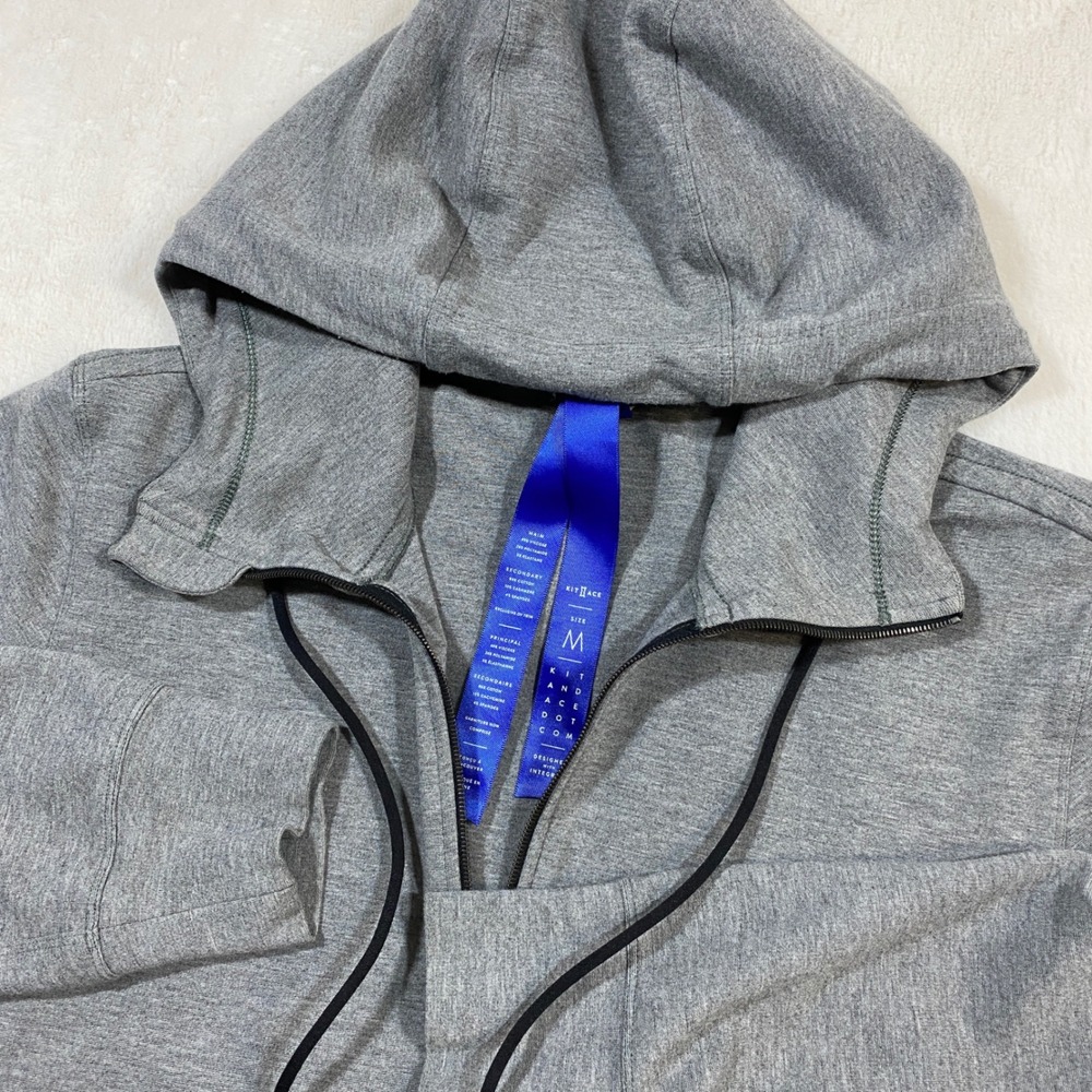 Kit and Ace Full Zip Hoodie Athleisure Sweater with Pockets Gray Mens M
